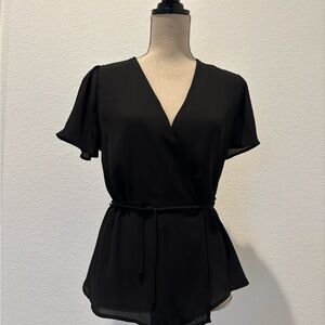 Lily White Black Wrap Blouse